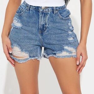 Fashion nova ripped denim shorts